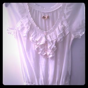 Hollister White Ruffled Blouse